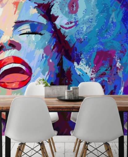 colourful painting of female singer wallpaper