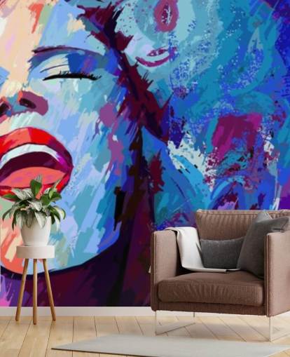 colourful painting of female singer wallpaper