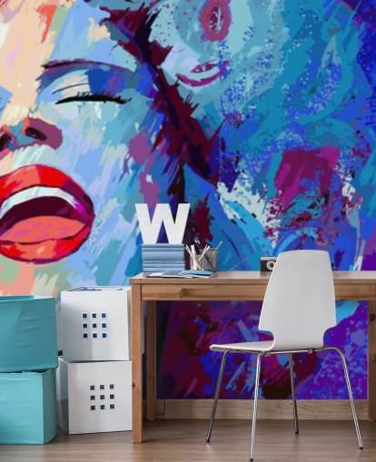 colourful painting of female singer wallpaper