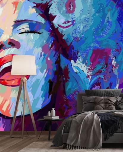 colourful painting of female singer wallpaper