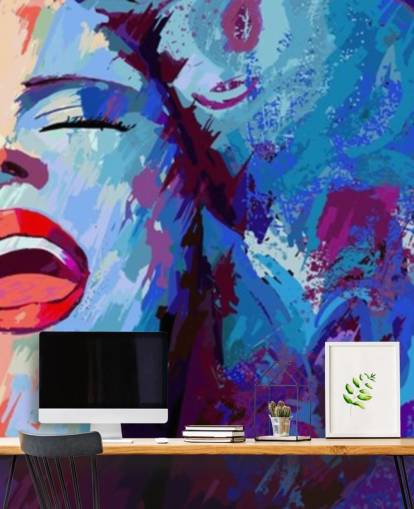 pintura colorida do papel de parede da cantora