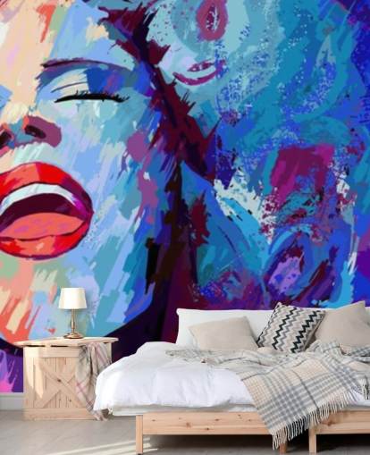 colourful painting of female singer wallpaper