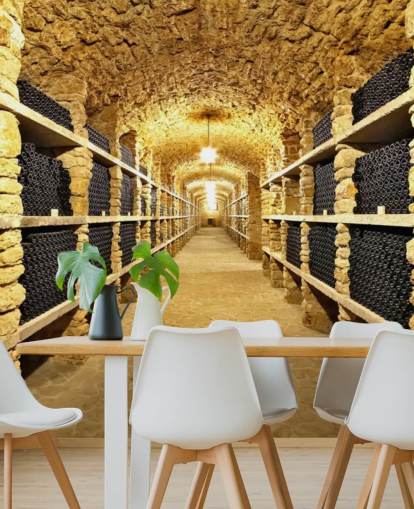Ancient Bottles of Wine in the Ancient Cellar Wallpaper