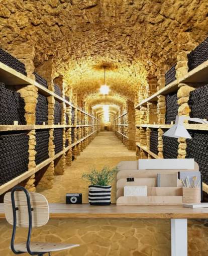 Fondo de pantalla de botellas de vino antiguas en la bodega antigua