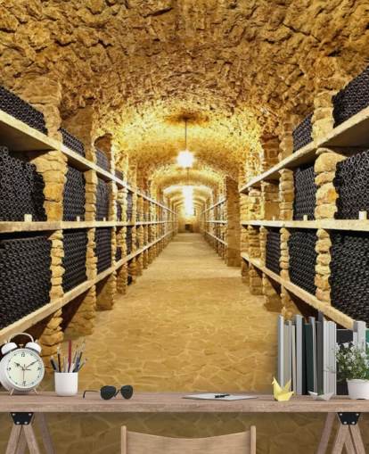 Ancient Bottles of Wine in the Ancient Cellar Wallpaper