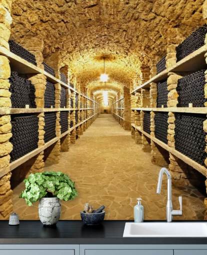 Ancient Bottles of Wine in the Ancient Cellar Wallpaper