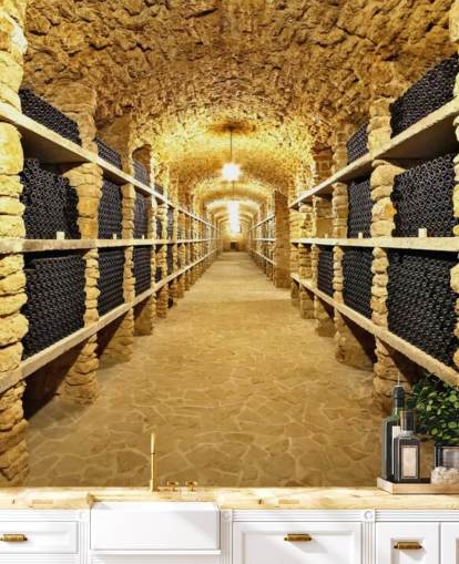 Fondo de pantalla de botellas de vino antiguas en la bodega antigua