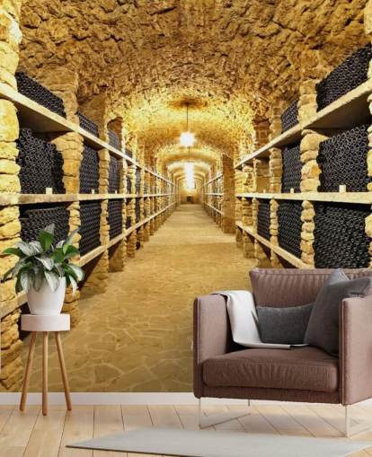 Fondo de pantalla de botellas de vino antiguas en la bodega antigua