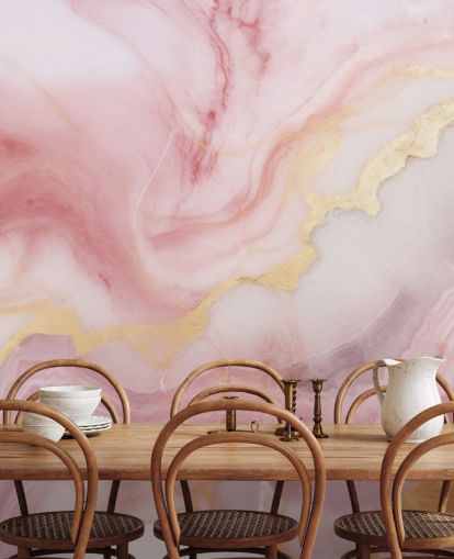 rosa og gull marmor tapet veggmaleri kalt Pink and Gold Marble for soverom og bad