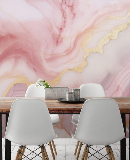 rosa og gull marmor tapet veggmaleri kalt Pink and Gold Marble for soverom og bad