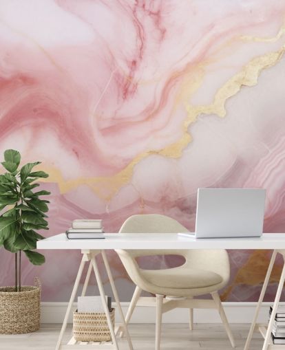 carta da parati murale in marmo rosa e oro chiamato Pink and Gold Marble per camere da letto e bagni