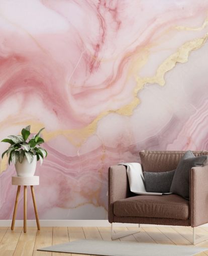 vaaleanpunainen ja kultainen marmoritapetti seinämaalaus nimeltä Pink and Gold Marble makuuhuoneisiin ja kylpyhuoneisiin vaaleanpunainen ja kultainen marmoritapetti seinämaalaus nimeltä Pink and Gold Marble makuuhuoneisiin ja kylpyhuoneisiin