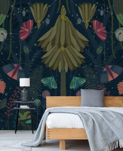 customizable dark garden wallpaper mural called Nocturne by Kate Merritt