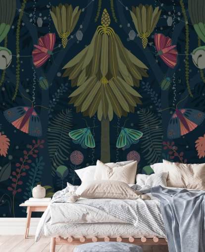 Personalisierbare dunkle Gartentapete namens Nocturne von Kate Merritt