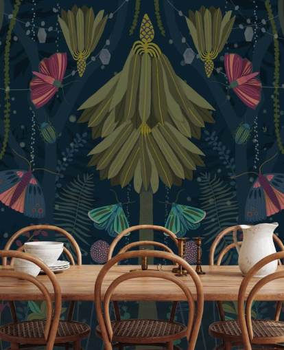 papier peint mural personnalisable de jardin sombre appelé Nocturne par Kate Merritt