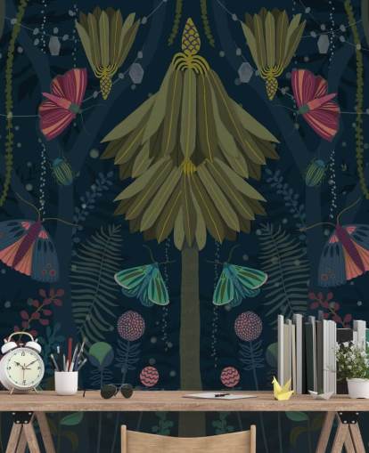 mural de papel de parede de jardim escuro personalizável chamado Nocturne de Kate Merritt