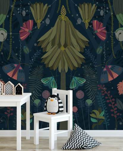 mural de papel de parede de jardim escuro personalizável chamado Nocturne de Kate Merritt