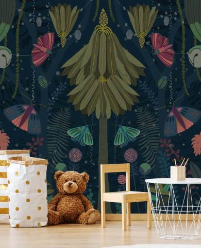 papier peint mural personnalisable de jardin sombre appelé Nocturne par Kate Merritt