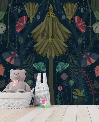 mural de papel de parede de jardim escuro personalizável chamado Nocturne de Kate Merritt