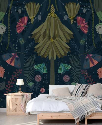 mural de papel de parede de jardim escuro personalizável chamado Nocturne de Kate Merritt