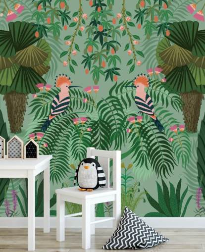 muokattava vihreä ja vaaleanpunainen trooppinen taustakuvamaalaus nimeltä Tropical Gardens, kirjoittanut Kate Merritt muokattava vihreä ja vaaleanpunainen trooppinen taustakuvamaalaus nimeltä Tropical Gardens, kirjoittanut Kate Merritt