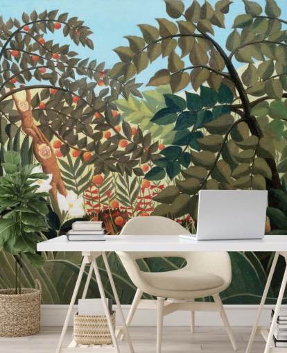 colourful fine art wallpaper mural called Exotic Landscape by Henri Rousseau