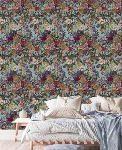 peinture murale colorée à motif floral appelée Flower Garden Extra de Karina Eibatova