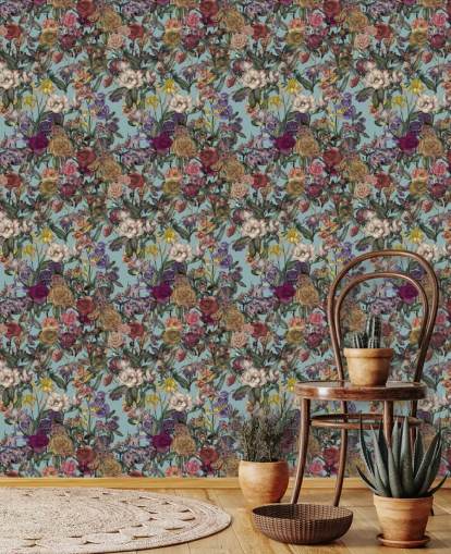 farbenfrohes Blumenmuster-Wandbild namens Flower Garden Extra von Karina Eibatova