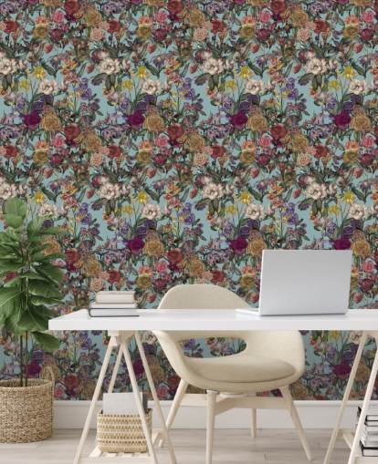 peinture murale colorée à motif floral appelée Flower Garden Extra de Karina Eibatova peinture murale colorée à motif floral appelée Flower Garden Extra de Karina Eibatova