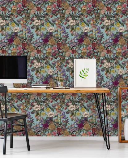 colourful floral pattern mural called Flower Garden Extra by Karina Eibatova