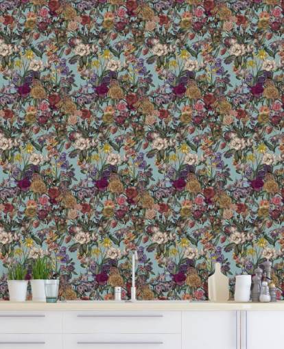 mural colorido con motivos florales llamado Flower Garden Extra de Karina Eibatova