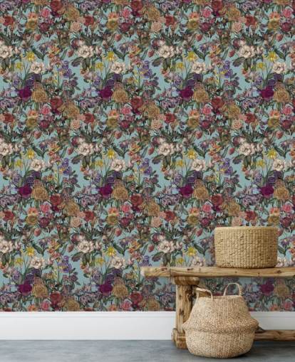 farbenfrohes Blumenmuster-Wandbild namens Flower Garden Extra von Karina Eibatova