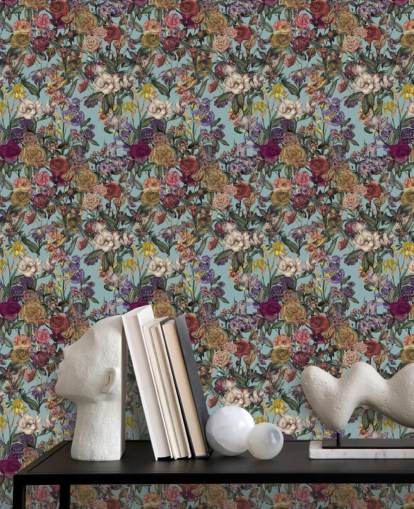 farbenfrohes Blumenmuster-Wandbild namens Flower Garden Extra von Karina Eibatova