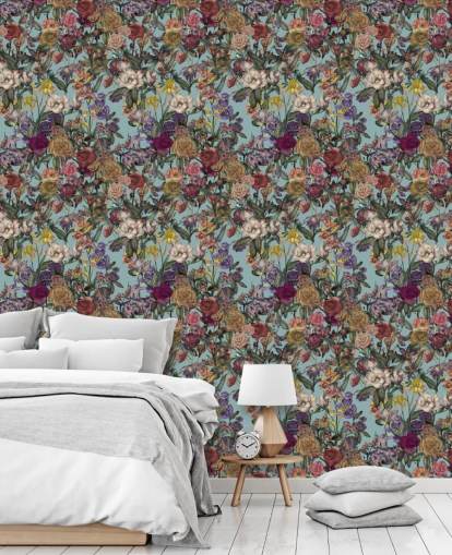 colourful floral pattern mural called Flower Garden Extra by Karina Eibatova colourful floral pattern mural called Flower Garden Extra by Karina Eibatova