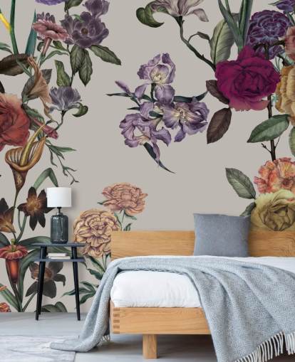 fresque murale florale personnalisable beige appelée Large Garden Blooms Light Beige par Karina Eibatova fresque murale florale personnalisable beige appelée Large Garden Blooms Light Beige par Karina Eibatova