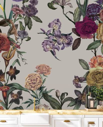 beige tilpassbart blomsterveggmaleri kalt Large Garden Blooms Light Beige av Karina Eibatova beige tilpassbart blomsterveggmaleri kalt Large Garden Blooms Light Beige av Karina Eibatova