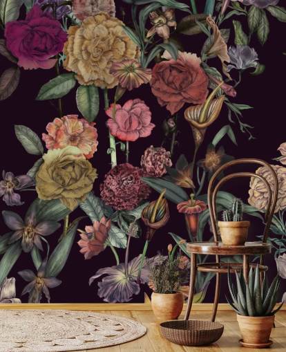 violet brugerdefineret blomstertapet vægmaleri kaldet Large Garden Blooms Violet af Karina Eibatova violet brugerdefineret blomstertapet vægmaleri kaldet Large Garden Blooms Violet af Karina Eibatova