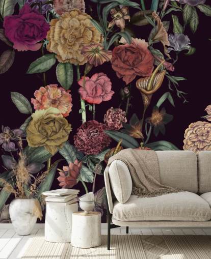 violet custom floral wallpaper mural called Large Garden Blooms Violet by Karina Eibatova violet custom floral wallpaper mural called Large Garden Blooms Violet by Karina Eibatova