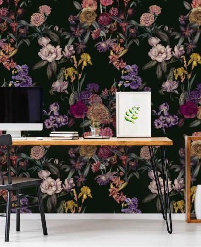 mørkegrøn tilpassbar blomstervægmaleri kaldet Dark Green Flower Garden af Karina Eibatova mørkegrøn tilpassbar blomstervægmaleri kaldet Dark Green Flower Garden af Karina Eibatova