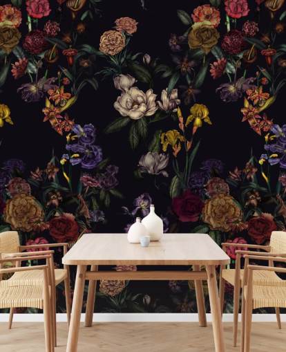 lilla tilpasset blomsterveggmaleri kalt Dark Purple Flower Garden av Karina Eibatova lilla tilpasset blomsterveggmaleri kalt Dark Purple Flower Garden av Karina Eibatova