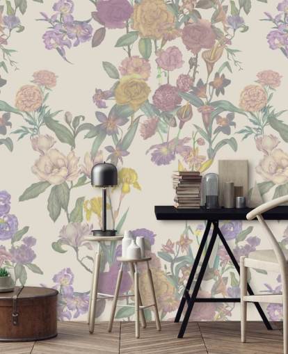 beigefarbenes Wandbild mit individuellem Blumenmuster namens Light Beige Flower Garden von Karina Eibatova beigefarbenes Wandbild mit individuellem Blumenmuster namens Light Beige Flower Garden von Karina Eibatova