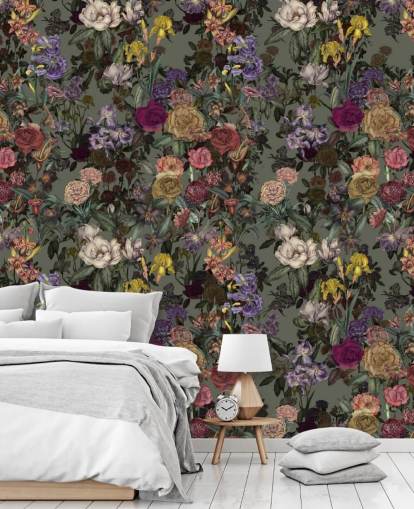 fresque murale verte à motif floral personnalisable appelée Light Green Flower Garden par Karina Eibatova fresque murale verte à motif floral personnalisable appelée Light Green Flower Garden par Karina Eibatova