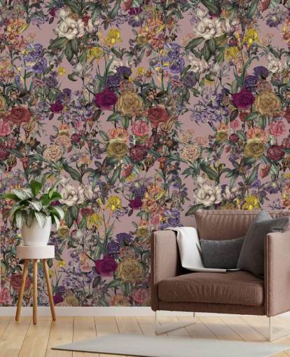 fresque murale florale personnalisée rose appelée Pink Flower Garden par Karina Eibatova pour les chambres fresque murale florale personnalisée rose appelée Pink Flower Garden par Karina Eibatova pour les chambres