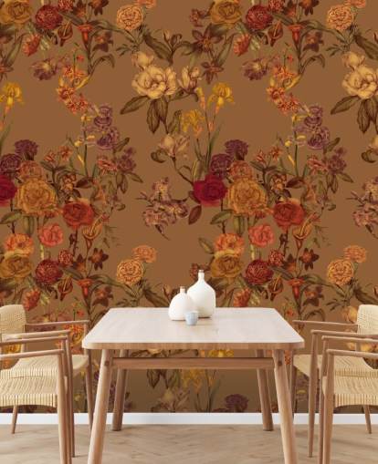 beige custom floral pattern wallpaper mural called Warm Beige Flower Garden by Karina Eibatova beige custom floral pattern wallpaper mural called Warm Beige Flower Garden by Karina Eibatova
