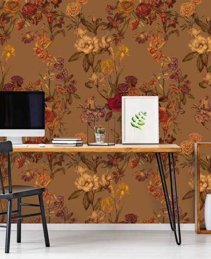 carta da parati murale con motivo floreale personalizzato beige chiamato Warm Beige Flower Garden di Karina Eibatova carta da parati murale con motivo floreale personalizzato beige chiamato Warm Beige Flower Garden di Karina Eibatova