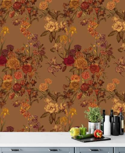 beige custom floral pattern wallpaper mural called Warm Beige Flower Garden by Karina Eibatova beige custom floral pattern wallpaper mural called Warm Beige Flower Garden by Karina Eibatova