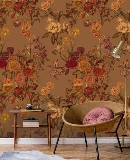 carta da parati murale con motivo floreale personalizzato beige chiamato Warm Beige Flower Garden di Karina Eibatova carta da parati murale con motivo floreale personalizzato beige chiamato Warm Beige Flower Garden di Karina Eibatova