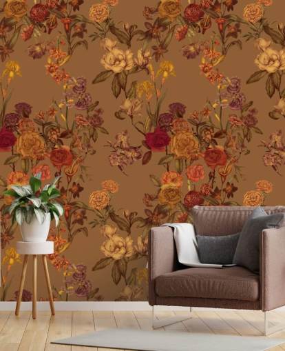 beige custom floral pattern wallpaper mural called Warm Beige Flower Garden by Karina Eibatova beige custom floral pattern wallpaper mural called Warm Beige Flower Garden by Karina Eibatova