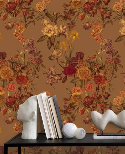 beige custom floral pattern wallpaper mural called Warm Beige Flower Garden by Karina Eibatova