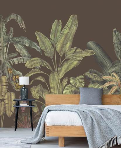 grön och brun anpassad djungel väggmålning som heter Jungle Canopy Brown av Karina Eibatova